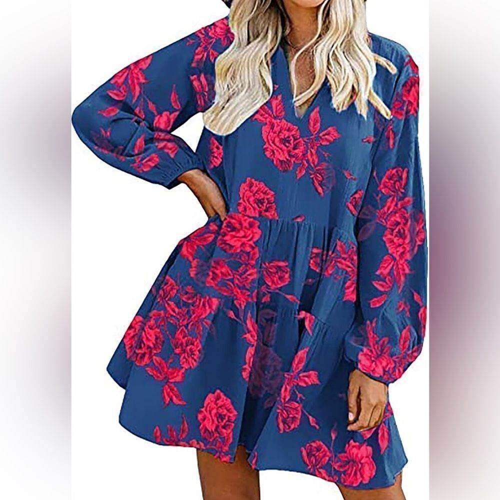 FANCYINN LONG SLEEVE TUNIC DRESS WITH POCKETS